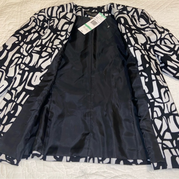 Evan Picone black label white and black open front jacket new size 8 - Picture 6 of 11